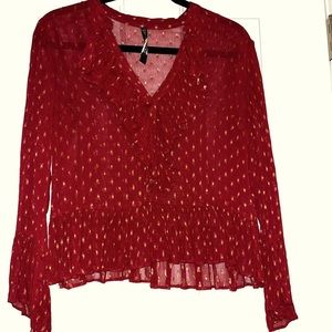 Plenty by Tracy Reese s maroon blouse, has boho styling
